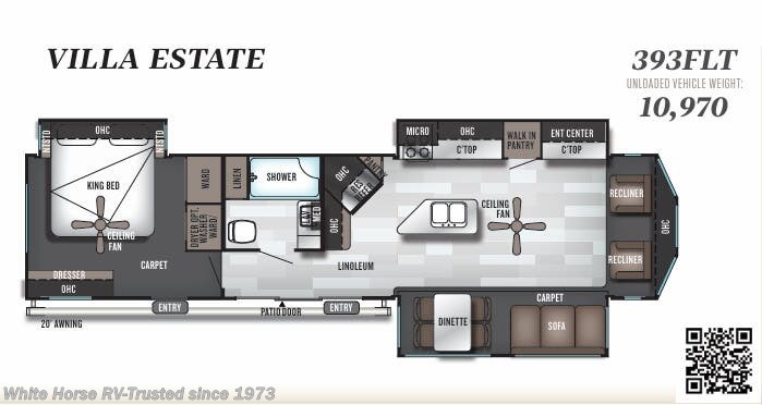 Floorplan of 2019 Forest River Salem Villa Estate 393FLT