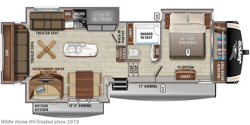 2021 Jayco Eagle 317RLOK - Used Fifth Wheel For Sale by White Horse RV Center in Williamstown, New Jersey features Medicine Cabinet, Ceiling Fan, Outside Kitchen, Inverter, Slideout