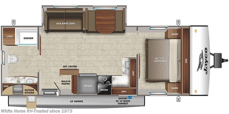 2022 Jayco Jay Feather 25RB - Used Travel Trailer For Sale by White Horse RV Center in Williamstown, New Jersey features Power Roof Vent, Ladder, Stabilizer Jacks, Slideout, Medicine Cabinet