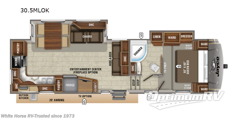 2019 Jayco Eagle 30.5MLOK - Used Fifth Wheel For Sale by White Horse RV Center in Williamstown, New Jersey features Queen Bed, Refrigerator, Pantry, Ladder, Microwave