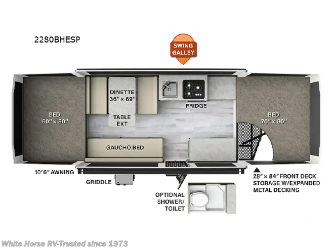 2023 Forest River Rockwood 2280BHESP - Used Popup For Sale by White Horse RV Center in Williamstown, New Jersey features Refrigerator (12V), Water Heater, Stabilizer Jacks, Luggage Rack, Dinette