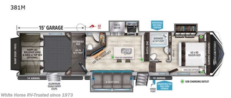 2021 Grand Design Momentum M381 - Used Fifth Wheel For Sale by White Horse RV Center in Williamstown, New Jersey features Power Roof Vent, Power Awning, Medicine Cabinet, Skylight, Pantry
