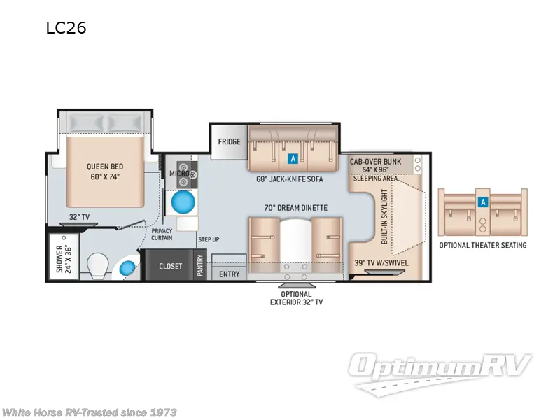 2022 Thor Motor Coach Quantum LC26 - Used Class C For Sale by White Horse RV Center in Williamstown, New Jersey features Refrigerator, Skylight, Power Awning, Queen Bed, Outside Entertainment Center