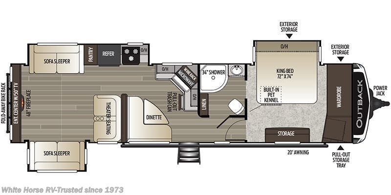 2019 Keystone Outback 341RD - Used Travel Trailer For Sale by White Horse RV Center in Williamstown, New Jersey features Power Awning, Air Conditioning, Power Stabilizer Jacks, Dinette, Slideout