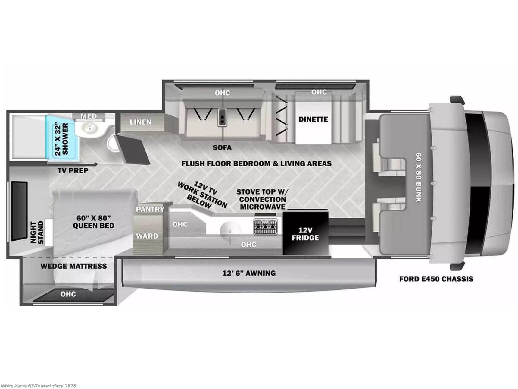 2024 Forest River Sunseeker 2550DS - Used Class C For Sale by White Horse RV Center in Williamstown, New Jersey features LED Lights, Stove, Air Conditioning, Overhead Cabinetry, Booth Dinette