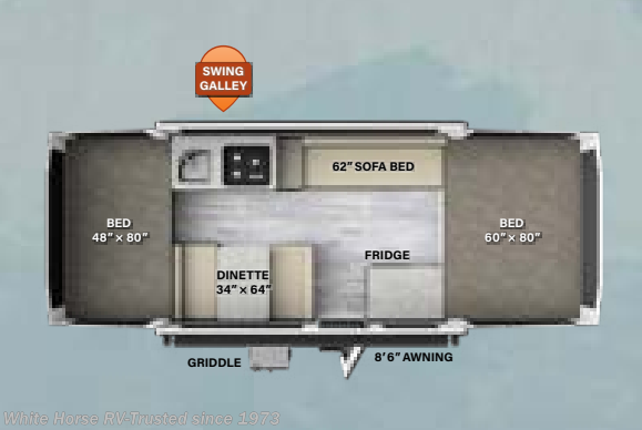 Floorplan of 2023 Forest River Rockwood Extreme Sports Package 1970ESP