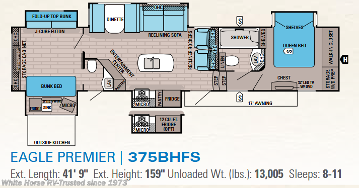 Floorplan of 2015 Jayco Eagle Premier 375BHFS