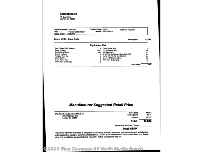 2020 Crossroads Rv Sunset Trail 331bh For Sale In Longs