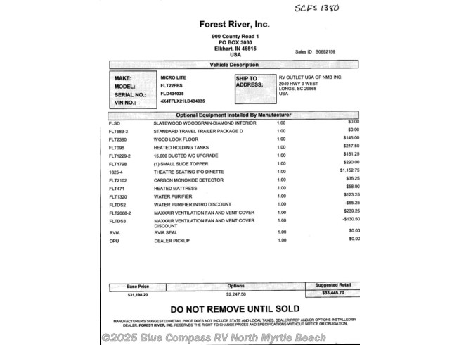2020 Forest River Rv Flagstaff Micro Lite 22fbs For Sale