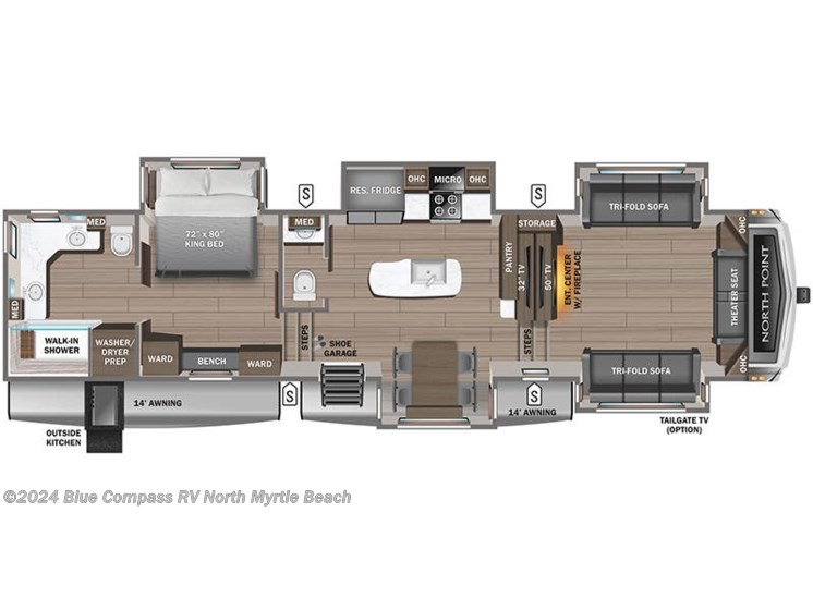Floorplan of 2024 Jayco North Point 382FLRB