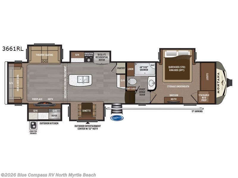 2018 Keystone Montana 3661RL - Used Fifth Wheel For Sale by Blue Compass RV North Myrtle Beach in Longs, South Carolina features Slideout