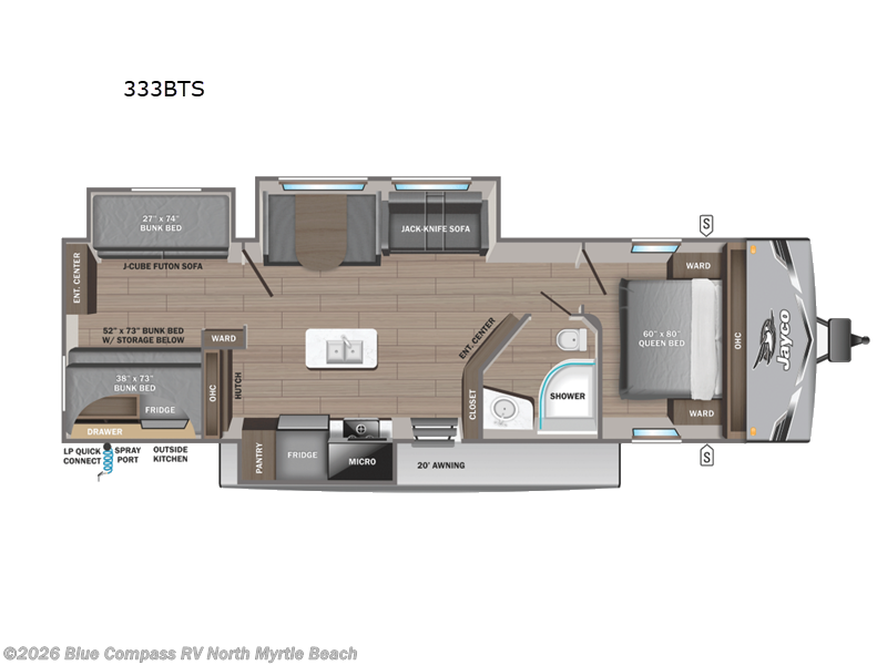 2026 Jayco Jay Flight SLX 333BTS - New Travel Trailer For Sale by Blue Compass RV North Myrtle Beach in Longs, South Carolina features Slideout