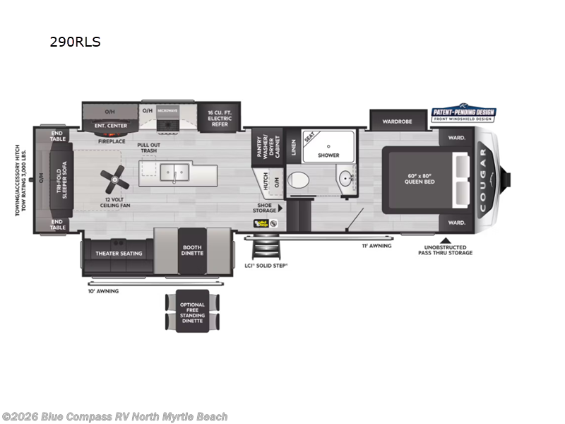 2024 Keystone Cougar 290RLS - Used Fifth Wheel For Sale by Blue Compass RV North Myrtle Beach in Longs, South Carolina features Slideout