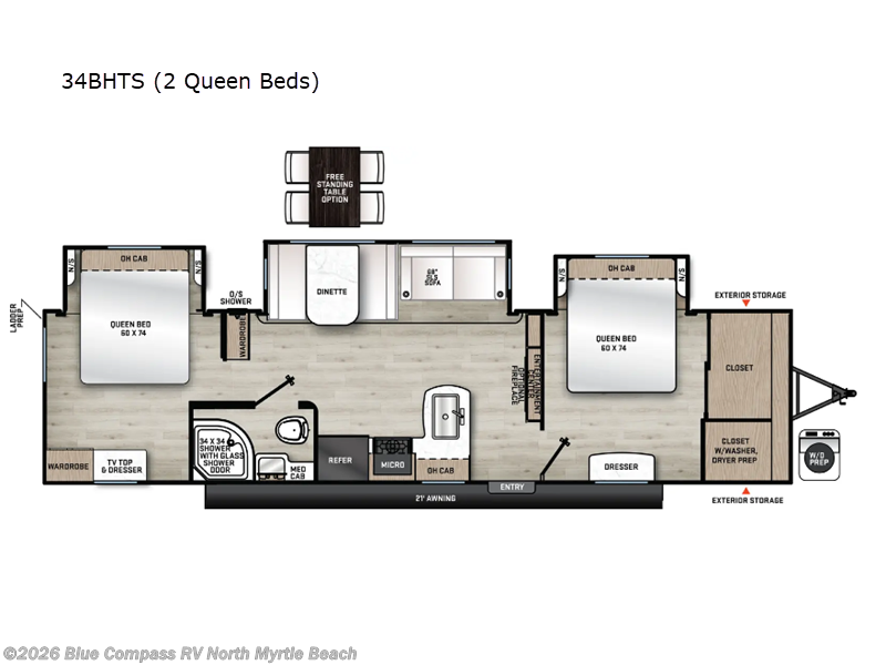 2026 Forest River Aurora 34BHTS-2Q - New Travel Trailer For Sale by Blue Compass RV North Myrtle Beach in Longs, South Carolina features Slideout
