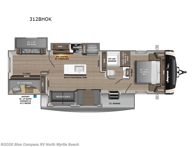 2026 Jayco Eagle HT 312BHOK - New Travel Trailer For Sale by Blue Compass RV North Myrtle Beach in Longs, South Carolina features Slideout