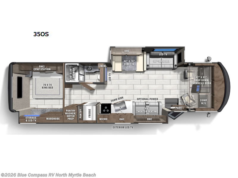 2022 Coachmen Mirada 35OS - Used Class A For Sale by Blue Compass RV North Myrtle Beach in Longs, South Carolina features Slideout
