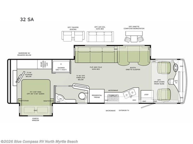 2026 Tiffin Open Road Allegro 32SA - New Class A For Sale by Blue Compass RV North Myrtle Beach in Longs, South Carolina features Slideout
