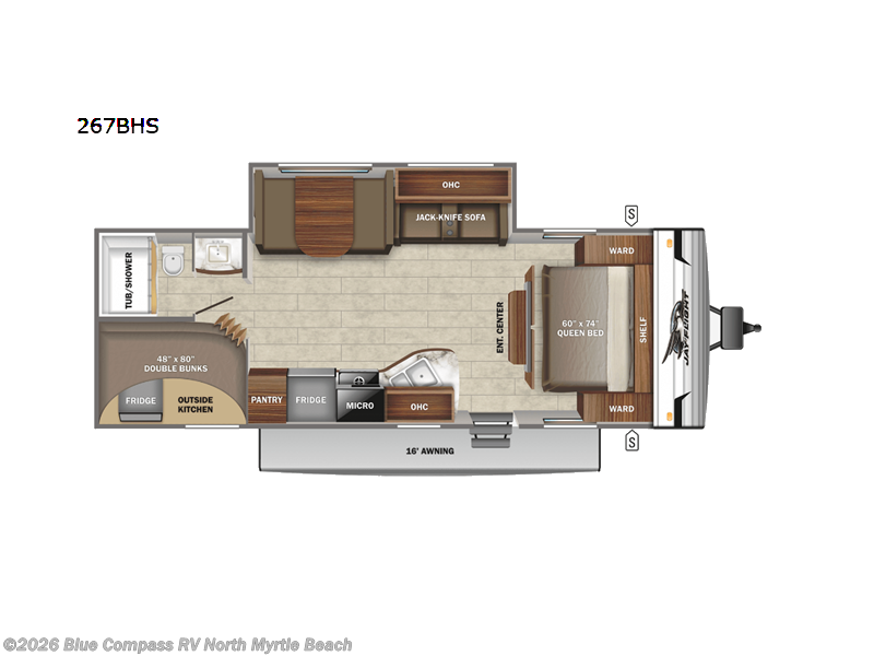 2022 Jayco Jay Flight SLX 8 267BHS - Used Travel Trailer For Sale by Blue Compass RV North Myrtle Beach in Longs, South Carolina features Slideout