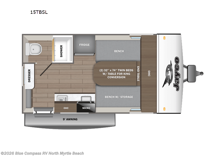 2026 Jayco Jay Feather Air SL 15TBSL - New Travel Trailer For Sale by Blue Compass RV North Myrtle Beach in Longs, South Carolina