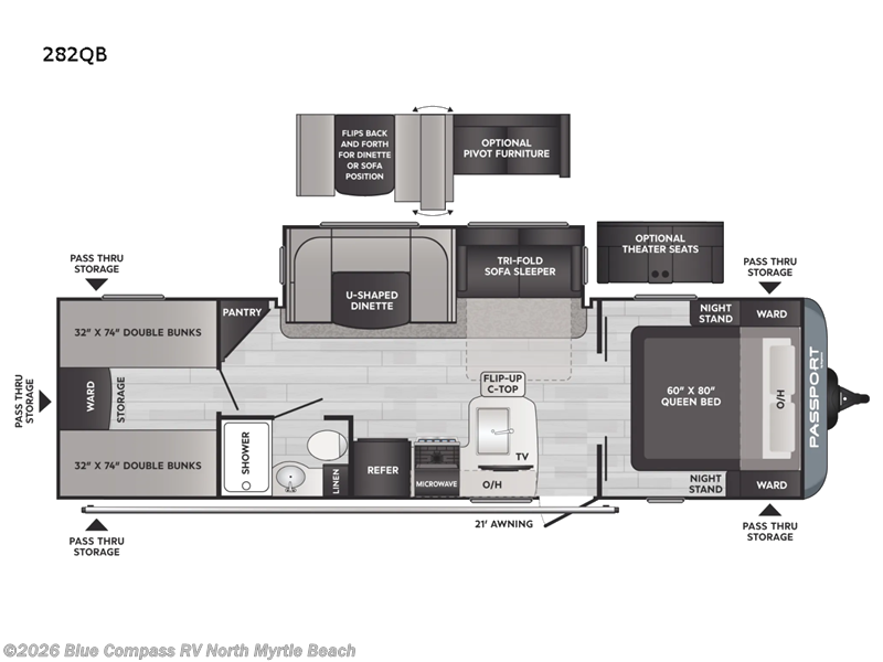 2022 Keystone Passport SL 282QB - Used Travel Trailer For Sale by Blue Compass RV North Myrtle Beach in Longs, South Carolina features Slideout
