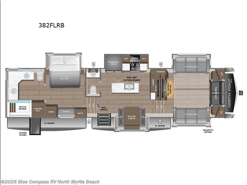 2026 Jayco North Point 382FLRB - New Fifth Wheel For Sale by Blue Compass RV North Myrtle Beach in Longs, South Carolina features Slideout