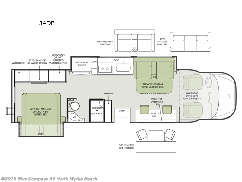 2026 Tiffin Allegro Bay 34 DB - New Super C For Sale by Blue Compass RV North Myrtle Beach in Longs, South Carolina features Slideout