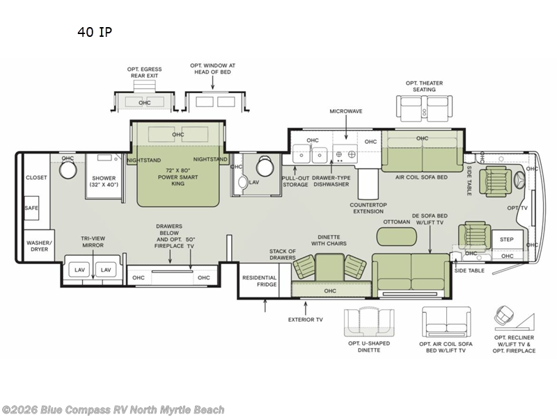 2026 Tiffin Allegro Bus 40 IP - New Class A For Sale by Blue Compass RV North Myrtle Beach in Longs, South Carolina features Slideout