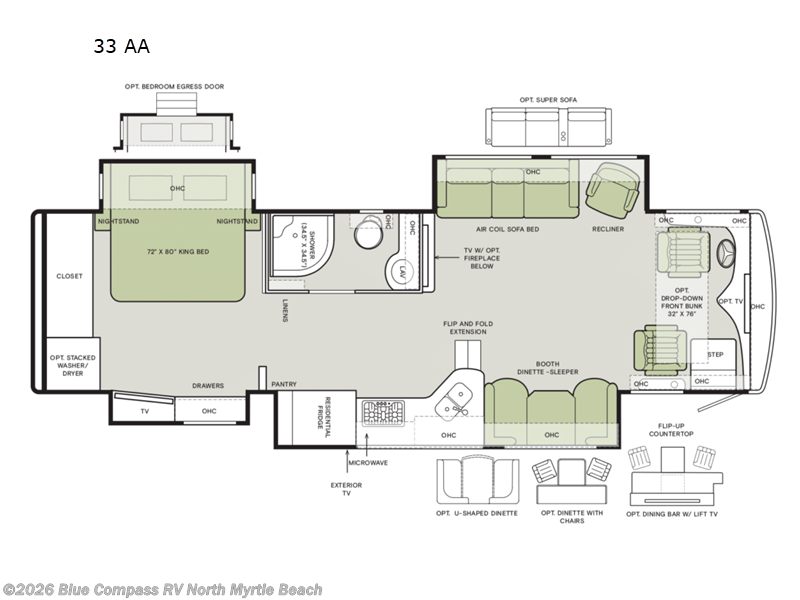 2026 Tiffin Allegro Red 33 AA - New Class A For Sale by Blue Compass RV North Myrtle Beach in Longs, South Carolina features Slideout