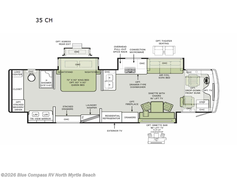 2025 Tiffin Phaeton 35 CH - Used Class A For Sale by Blue Compass RV North Myrtle Beach in Longs, South Carolina features Slideout