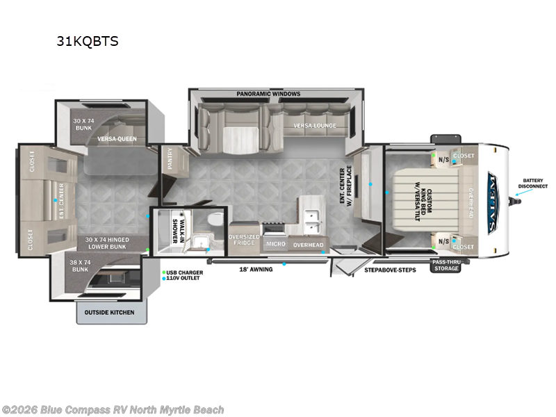 2024 Forest River Salem 31KQBTS - Used Travel Trailer For Sale by Blue Compass RV North Myrtle Beach in Longs, South Carolina features Slideout
