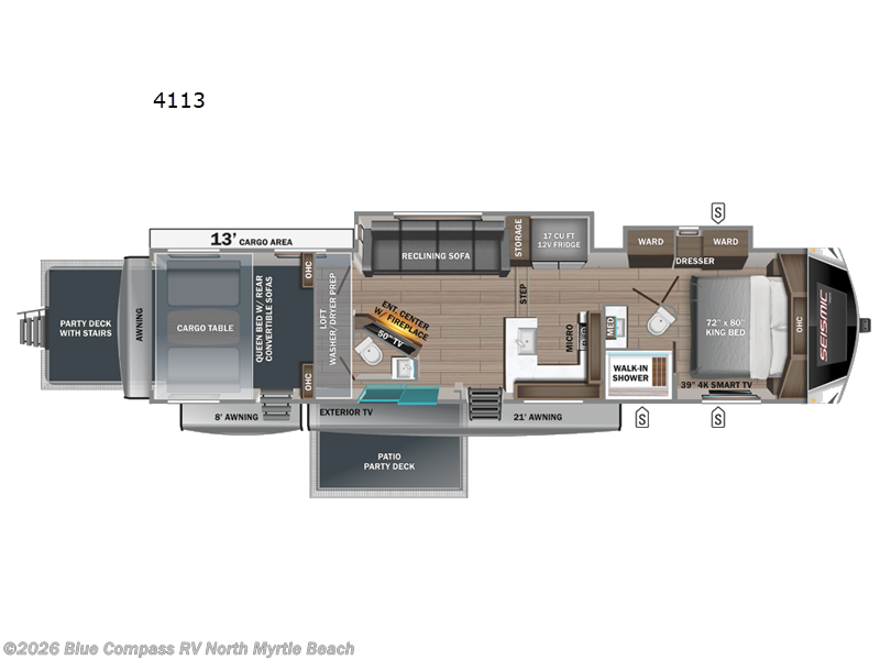 2025 Jayco Seismic 413 - Used Toy Hauler For Sale by Blue Compass RV North Myrtle Beach in Longs, South Carolina features Slideout