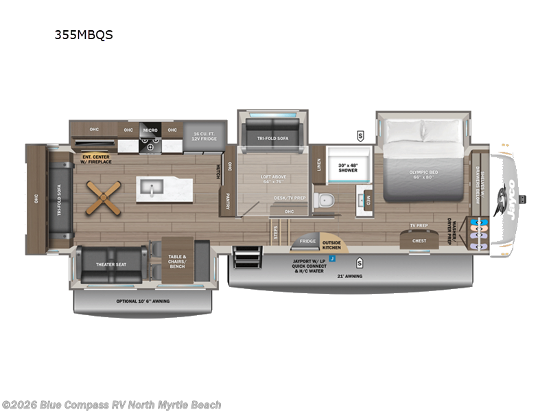 2027 Jayco Eagle 355MBQS - New Fifth Wheel For Sale by Blue Compass RV North Myrtle Beach in Longs, South Carolina features Slideout
