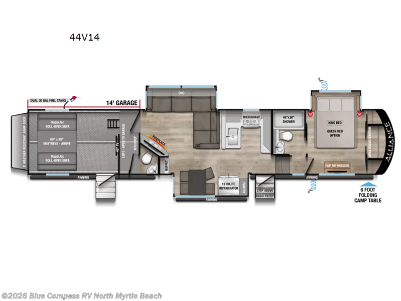 2027 Alliance RV Valor 44V14 - New Toy Hauler For Sale by Blue Compass RV North Myrtle Beach in Longs, South Carolina features Slideout