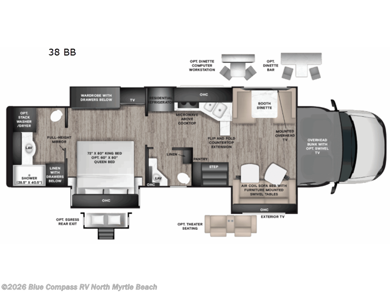 2027 Tiffin Allegro Bay 38 BB - New Super C For Sale by Blue Compass RV North Myrtle Beach in Longs, South Carolina features Slideout