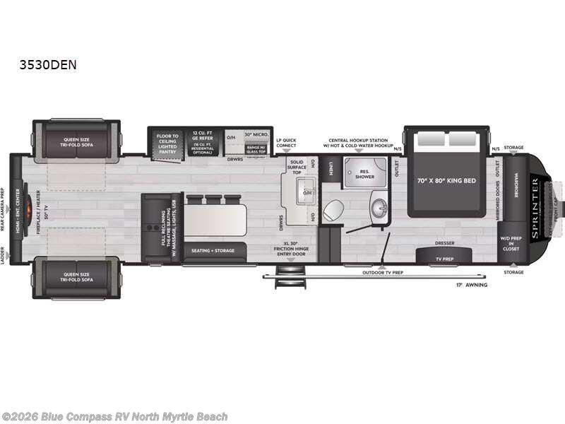 2022 Keystone Sprinter Limited 3530DEN - Used Fifth Wheel For Sale by Blue Compass RV North Myrtle Beach in Longs, South Carolina features Slideout