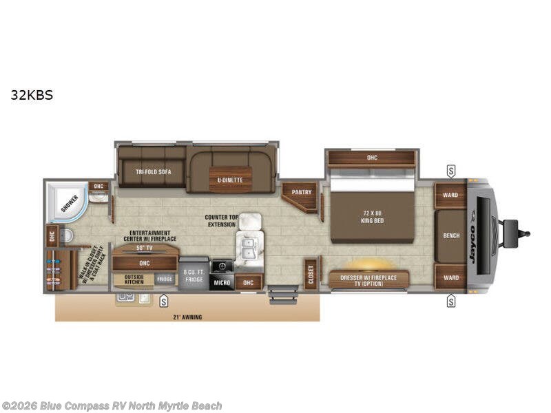 2019 Jayco White Hawk 32KBS - Used Travel Trailer For Sale by Blue Compass RV North Myrtle Beach in Longs, South Carolina features Slideout