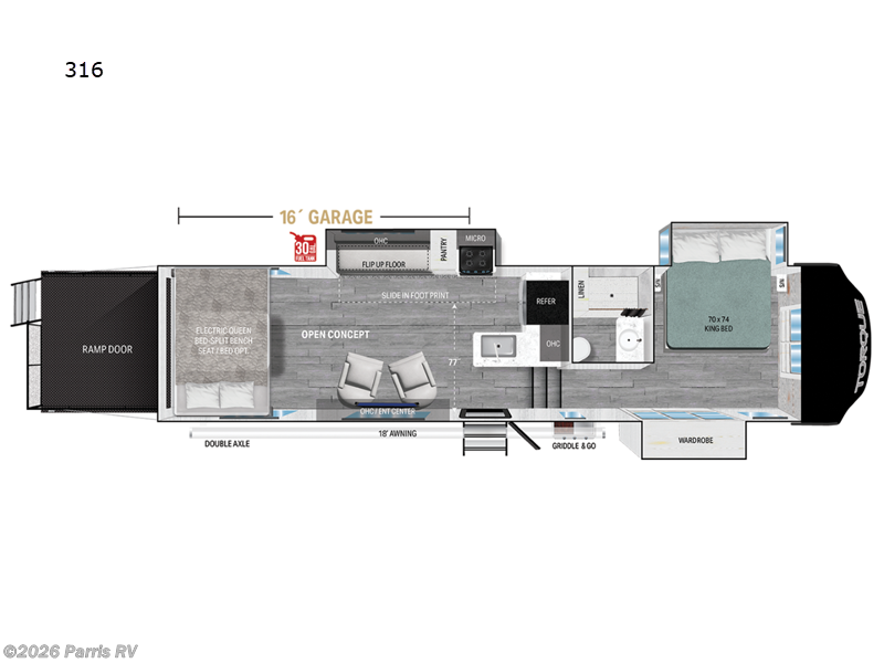 2025 Heartland Torque 316 - New Toy Hauler For Sale by Parris RV in Murray, Utah features Slideout