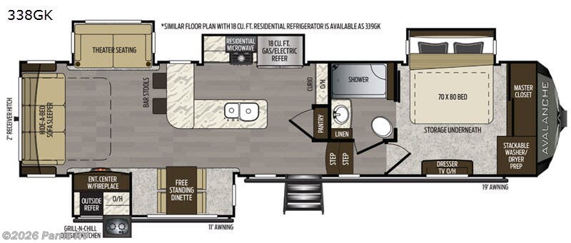 2020 Keystone Avalanche 338GK - Used Fifth Wheel For Sale by Parris RV in Murray, Utah features Slideout
