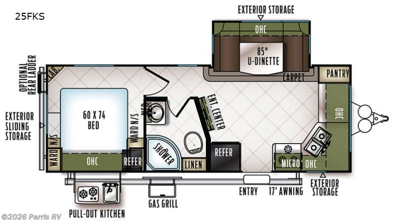 2018 Forest River Flagstaff Micro Lite 25FKS - Used Travel Trailer For Sale by Parris RV in Murray, Utah features Slideout