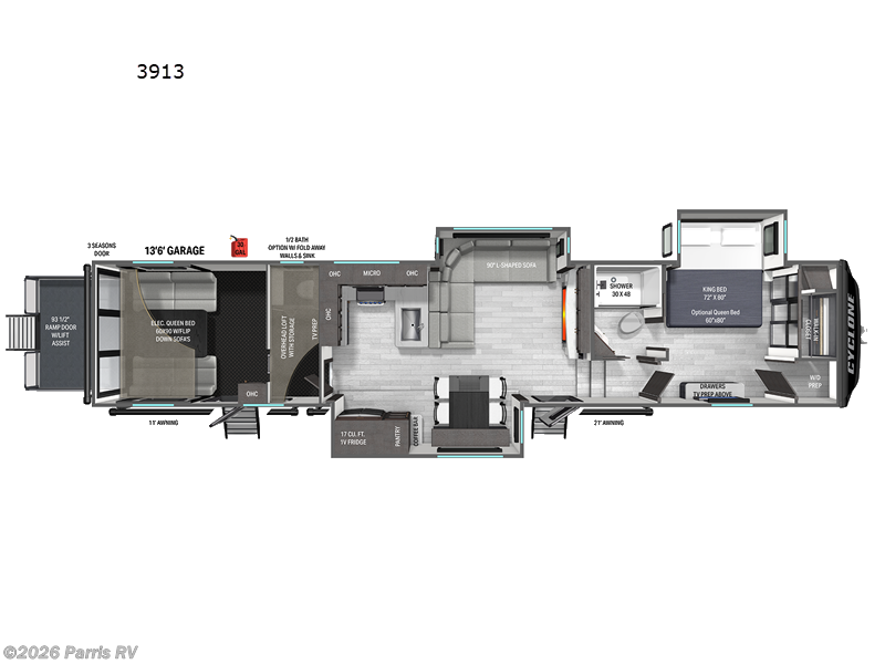 2026 Heartland Cyclone 3913 - New Toy Hauler For Sale by Parris RV in Murray, Utah features Slideout