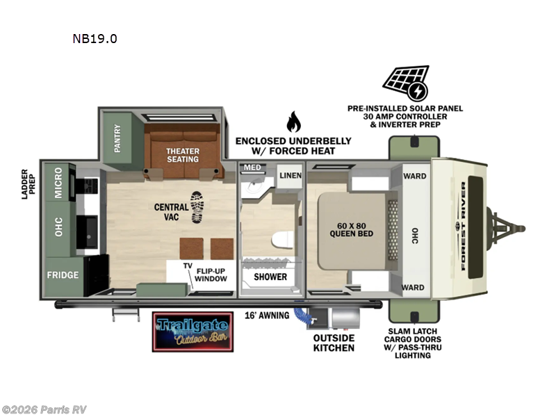 2026 Forest River No Boundaries NB19.0 - New Travel Trailer For Sale by Parris RV in Murray, Utah features Slideout