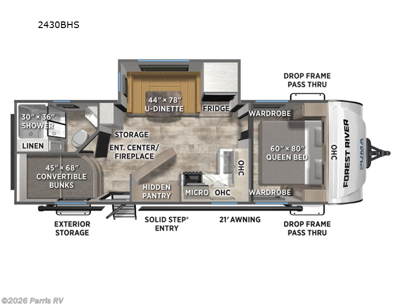 2026 Forest River Puma Tracks 2430BHS - New Travel Trailer For Sale by Parris RV in Murray, Utah features Slideout