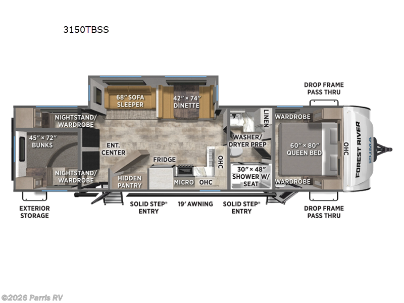 2026 Forest River Puma Tracks 3150TBSS - New Travel Trailer For Sale by Parris RV in Murray, Utah features Slideout