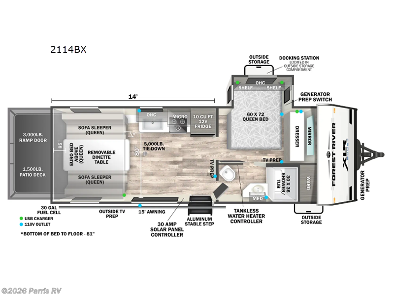 2025 Forest River XLR 2114BX - Used Toy Hauler For Sale by Parris RV in Murray, Utah features Slideout