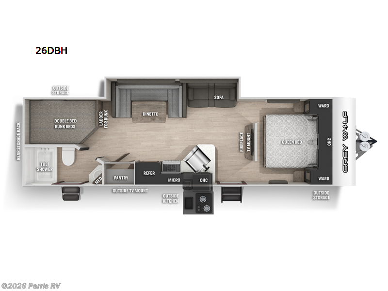 2022 Forest River Cherokee Grey Wolf 26DBH - Used Travel Trailer For Sale by Parris RV in Murray, Utah features Slideout