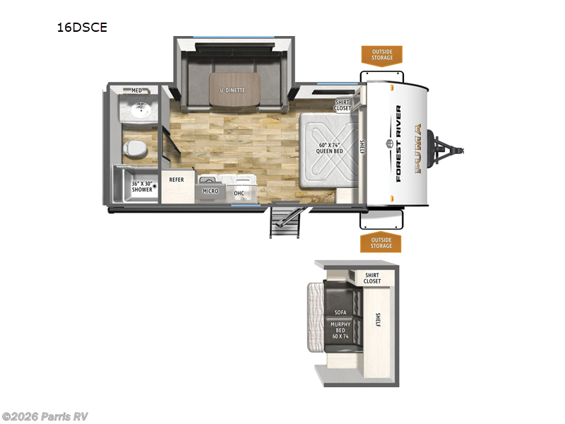2027 Forest River Puma Camping Edition 16DSCE - New Travel Trailer For Sale by Parris RV in Murray, Utah features Slideout