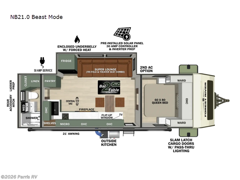 2027 Forest River No Boundaries NB21.0 Beast Mode - New Travel Trailer For Sale by Parris RV in Murray, Utah features Slideout