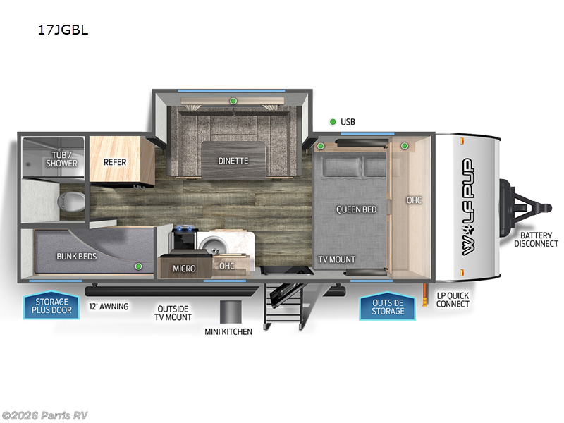 2023 Forest River Cherokee Wolf Pup Black Label 17JGBL - Used Travel Trailer For Sale by Parris RV in Murray, Utah features Slideout