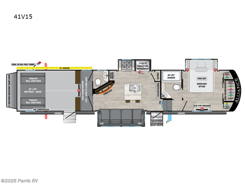 2022 Alliance RV Valor 41V15 - Used Toy Hauler For Sale by Parris RV in Murray, Utah features Slideout