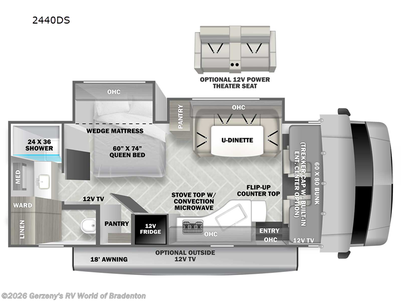 2025 Forest River Sunseeker 2440DS - New Class C For Sale by Gerzeny's RV World of Bradenton in Bradenton, Florida features Slideout